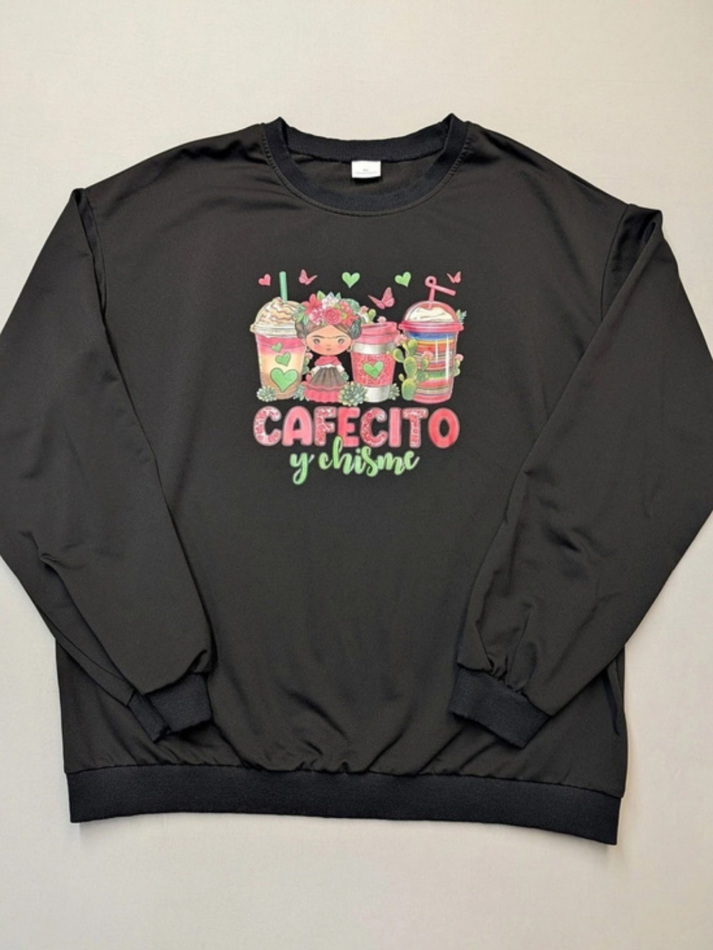 Cafecito y Chisme Latina Hispanic Gift Crewneck Sweatshirt Women's Size XL